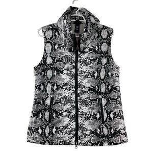 N'Vo Black White Snake Print Puffer Vest Med